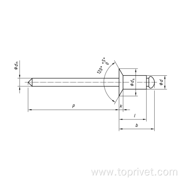 Aluminium/Aluminium countersunk open end blind rivets